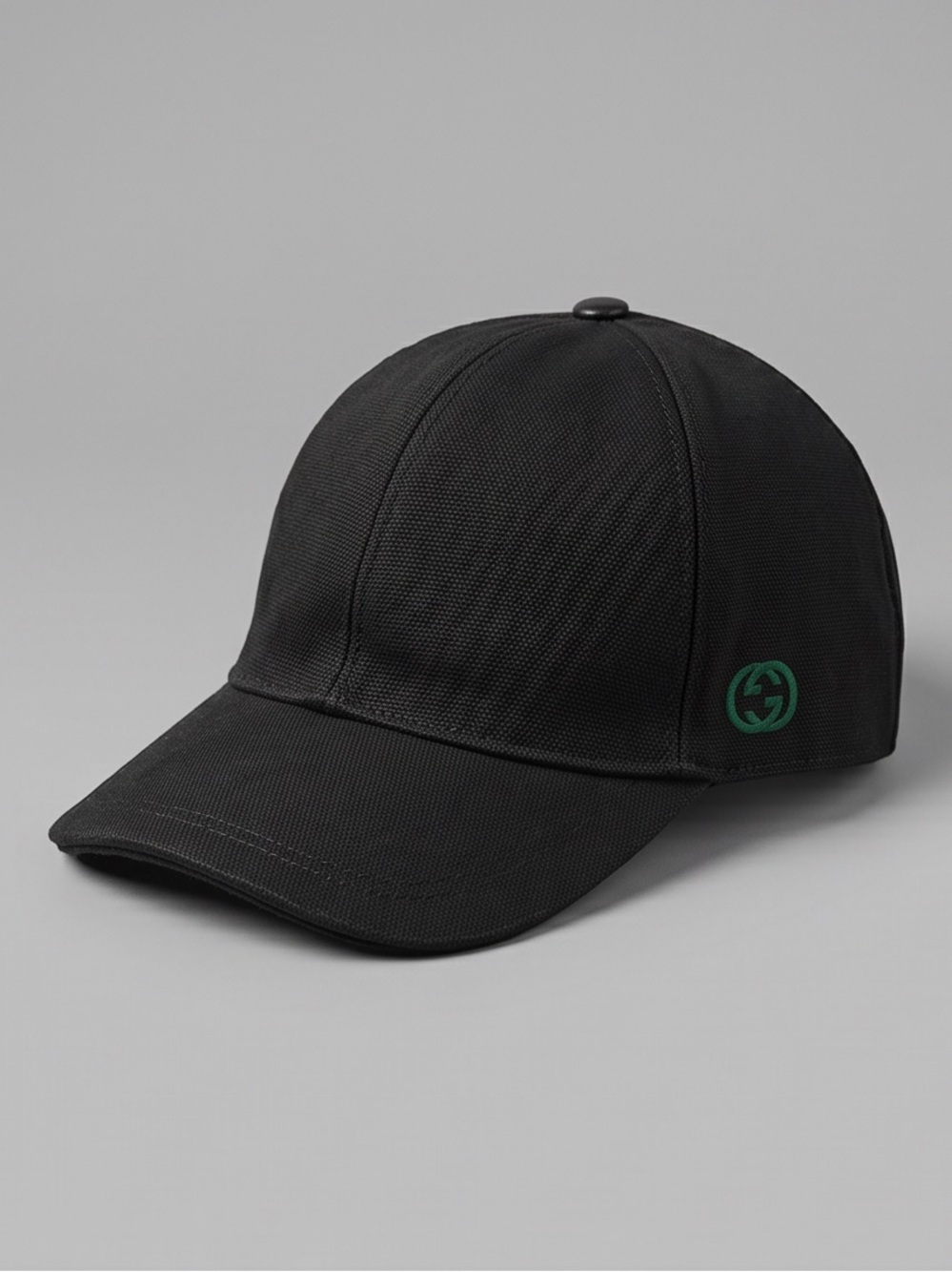 Gucci Black Cap with Green Double-G Embroidery